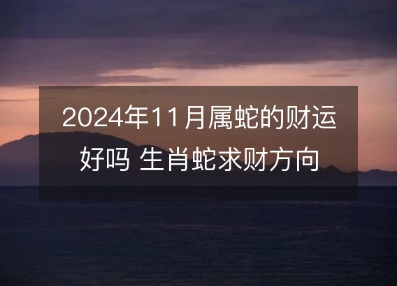 2024年11月属蛇的财运好吗 生肖蛇求财方向