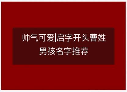 帅气可爱|启字开头曹姓男孩名字推荐