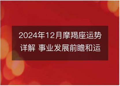 2024年12月摩羯座运势详解 事业发展前瞻和运势及运程指南