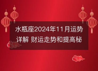 水瓶座2024年11月运势详解 财运走势和提高秘籍