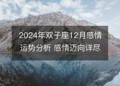 2024年双子座12月感情运势分析 感情迈向详尽测算