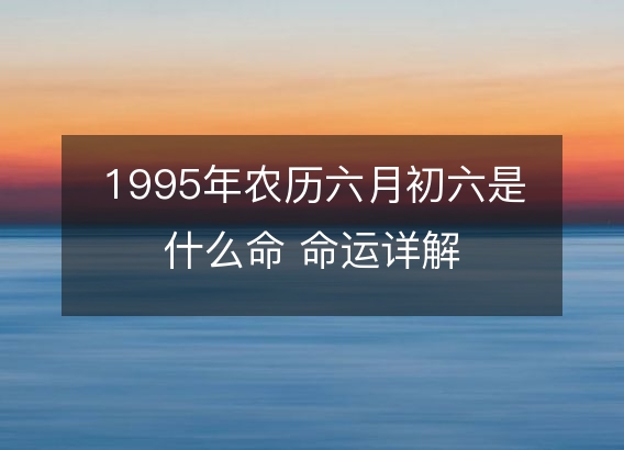 1995年农历六月初六是什么命 命运详解