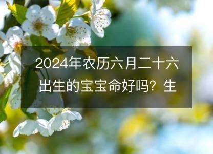 2024年农历六月<font color='red'>二十六</font>出生的宝宝命好吗？生辰八字五行缺什么