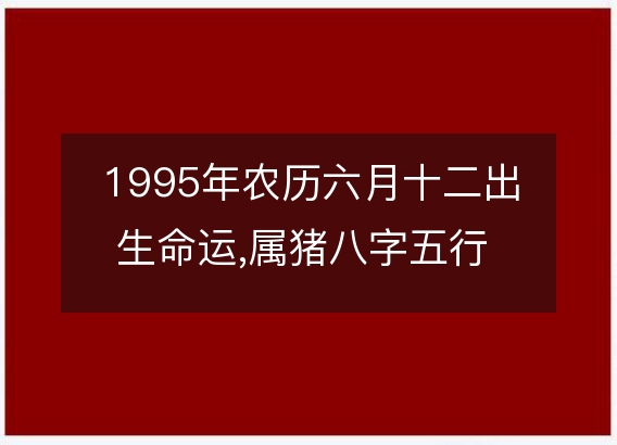 1995年农历六月十二出生命运,属猪八字五行 婚姻感情解析