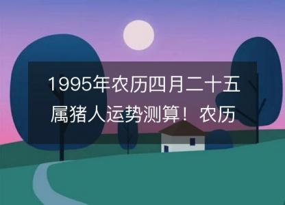1995年农历四月<font color='red'>二十五</font>属猪人运势测算！农历命运，五行缺什么